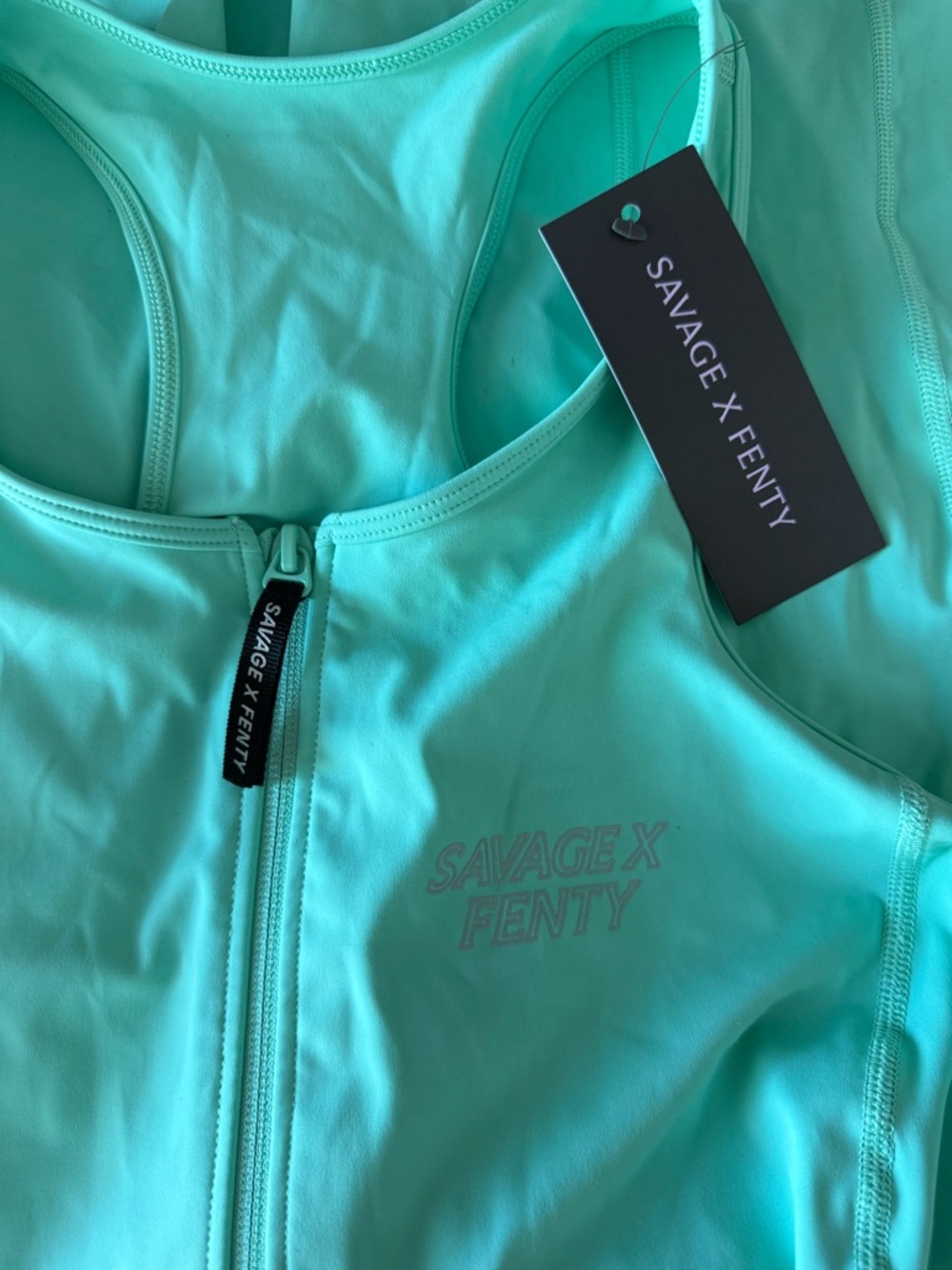 Savage X Fenty Mint Zip Front Active Dress 3X Racerback Built-In Shorts Athletic - Picture 4 of 5